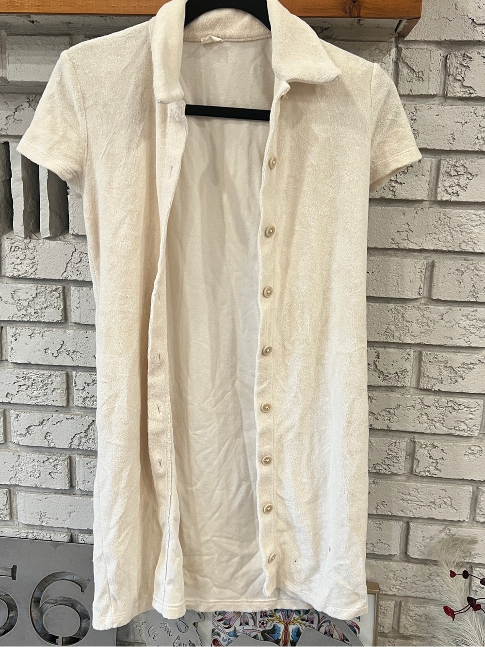 WILFRED | Cream Button-Front Terry Knit Shirt Dress - Picture 2 of 5